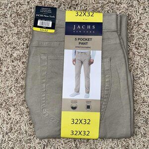 Jachs New York Men’s Twill 5-Pocket Pants Tan, Size 32x32 (New)